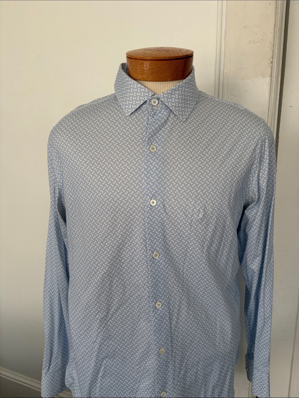Bugatchi Navy and White Geometric Dress Shirt (two shirts together) - Picture 3 of 4
